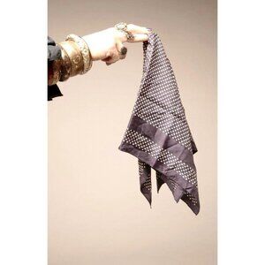 Vintage Glentex Navy Polka Dot Scarf 22" Square 100% Acetate Made In Japan Hand